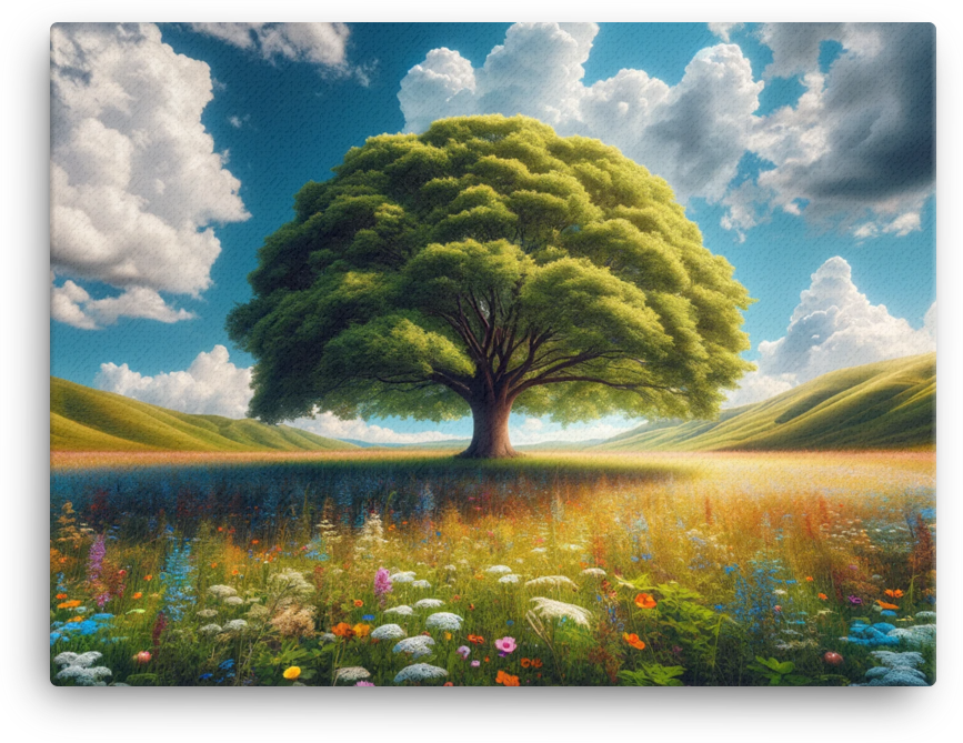 Serenity Under the Solitary Tree Canvas wall art