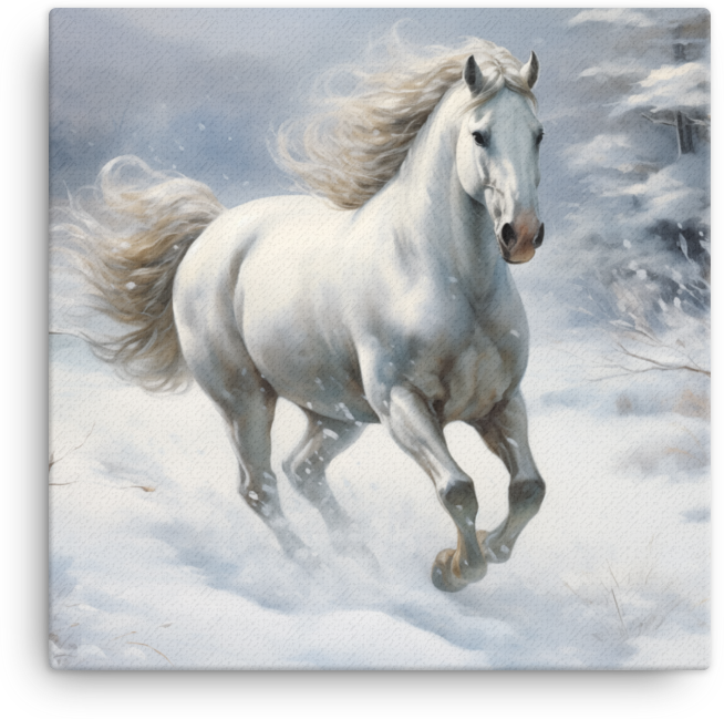 Snowbound Elegance Horse Canvas Wall Art
