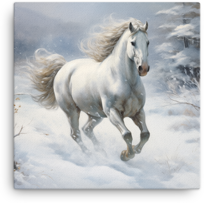 Snowbound Elegance Horse Canvas Wall Art