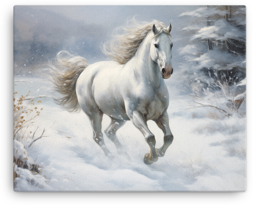Snowbound Elegance Horse Canvas Wall Art