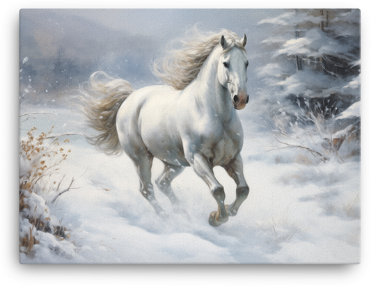 Snowbound Elegance Horse Canvas Wall Art