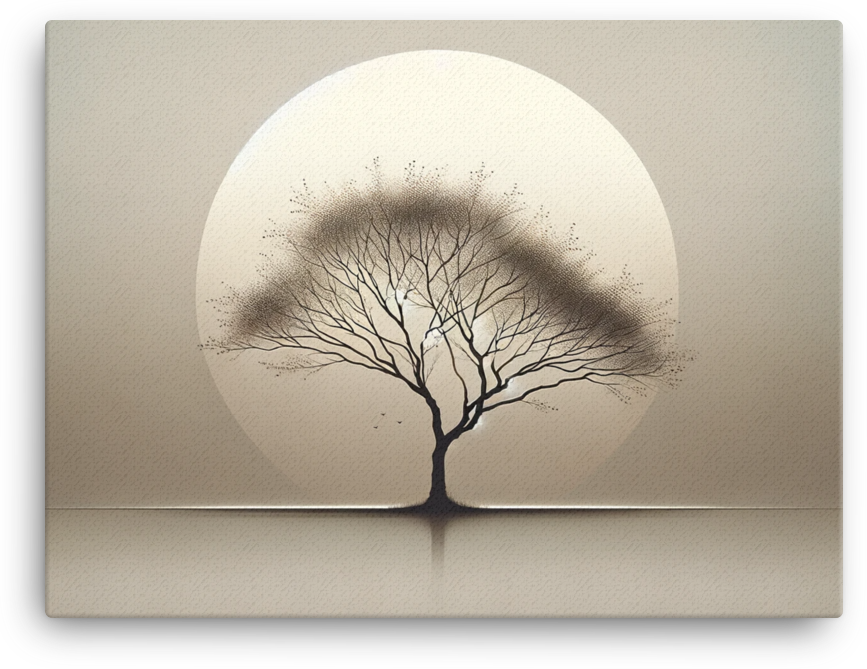 Solitary Tree in Monochrome Dawn Canvas wall art