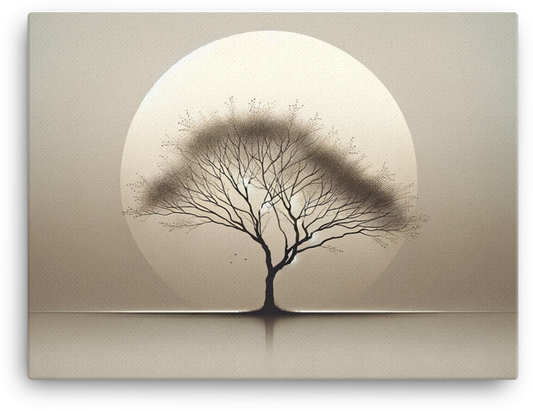 Solitary Tree in Monochrome Dawn Canvas wall art