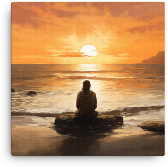 Solitude at Sunset on the Coastal Rocks Canvas wall art