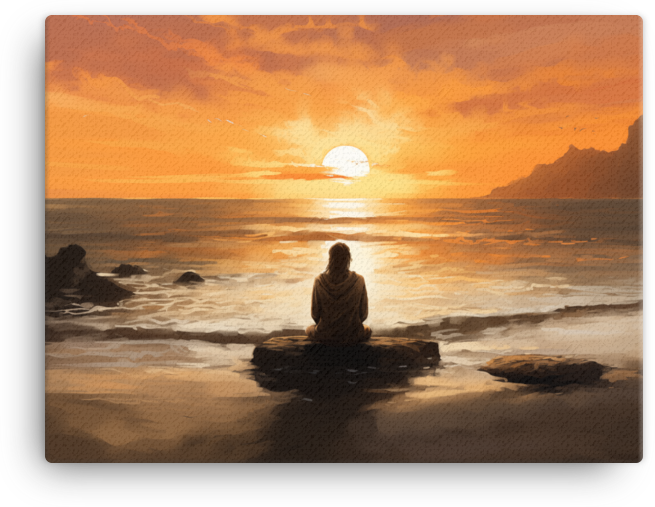 Solitude at Sunset on the Coastal Rocks Canvas wall art