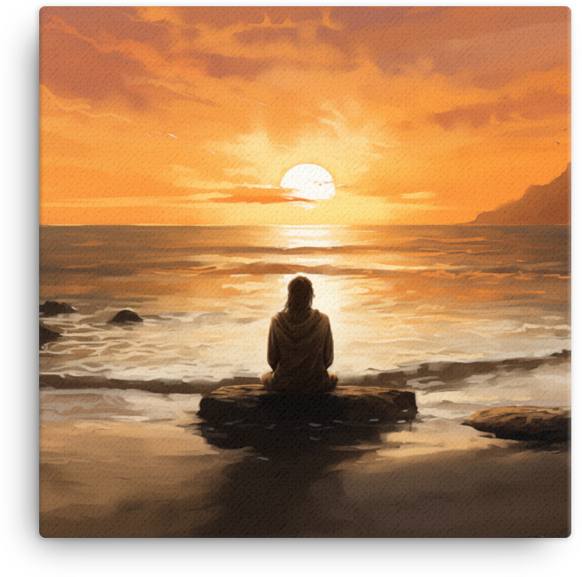 Solitude at Sunset on the Coastal Rocks Canvas wall art