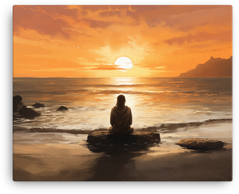 Solitude at Sunset on the Coastal Rocks Canvas wall art