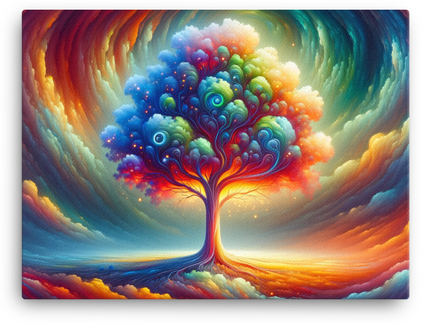 Spectrum Tree at Celestial Twilight Canvas wall art