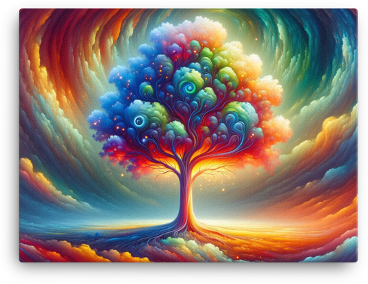 Spectrum Tree at Celestial Twilight Canvas wall art