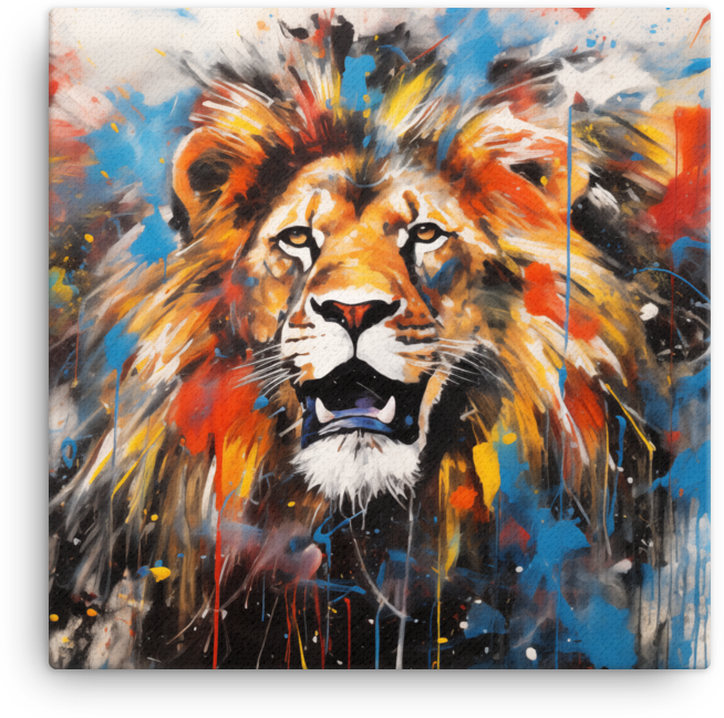 Splatter Art Lion Canvas Wall Art