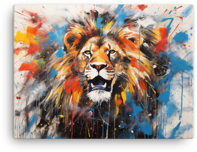 Splatter Art Lion Canvas Wall Art