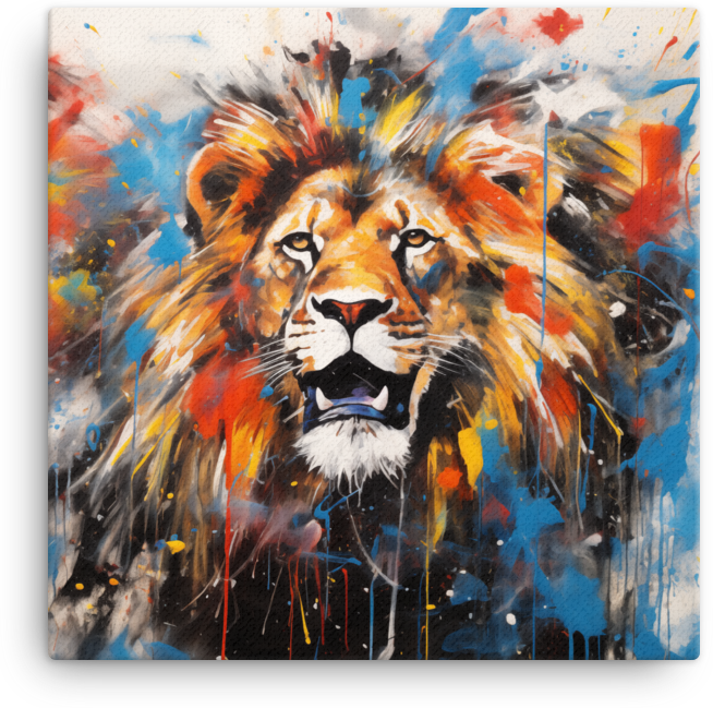 Splatter Art Lion Canvas Wall Art