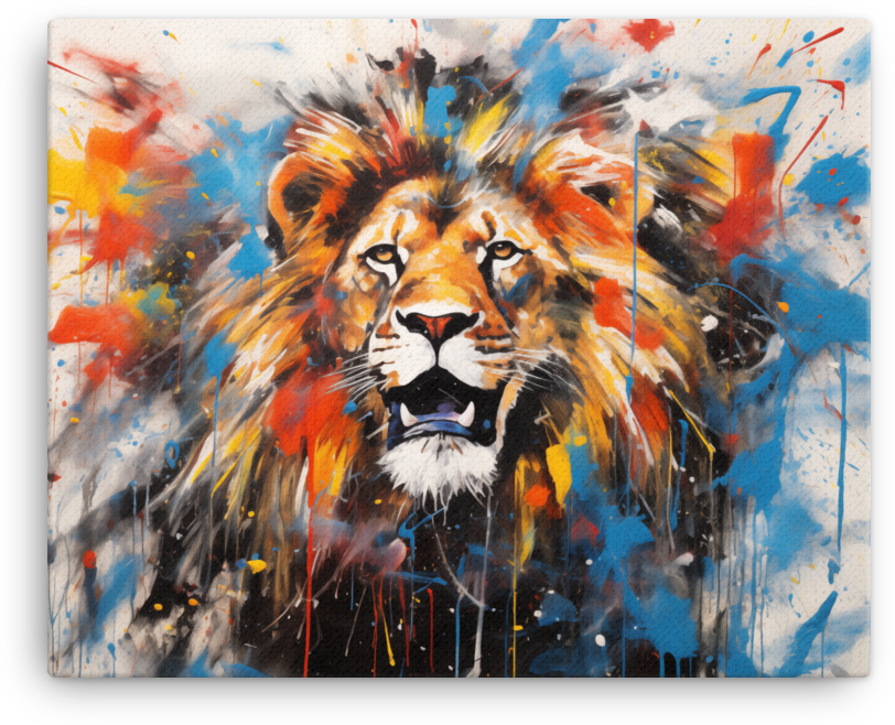 Splatter Art Lion Canvas Wall Art