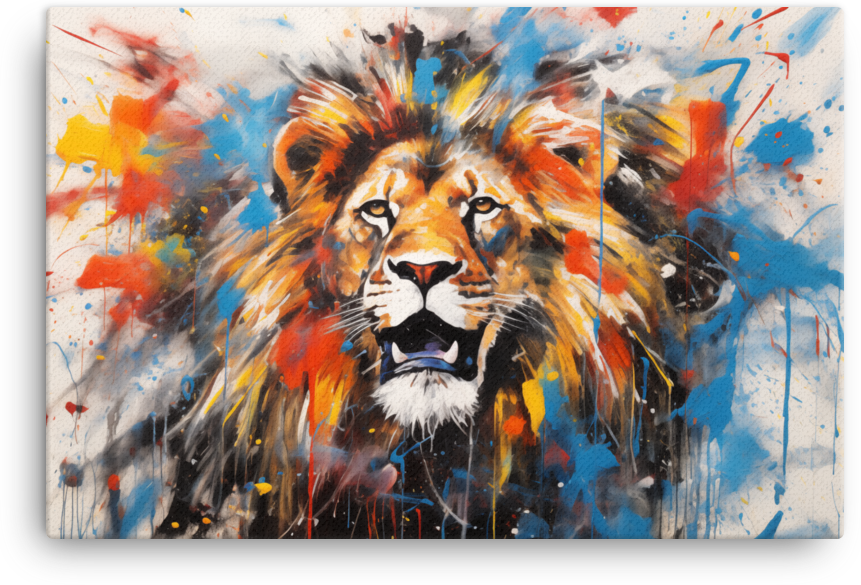 Splatter Art Lion Canvas Wall Art