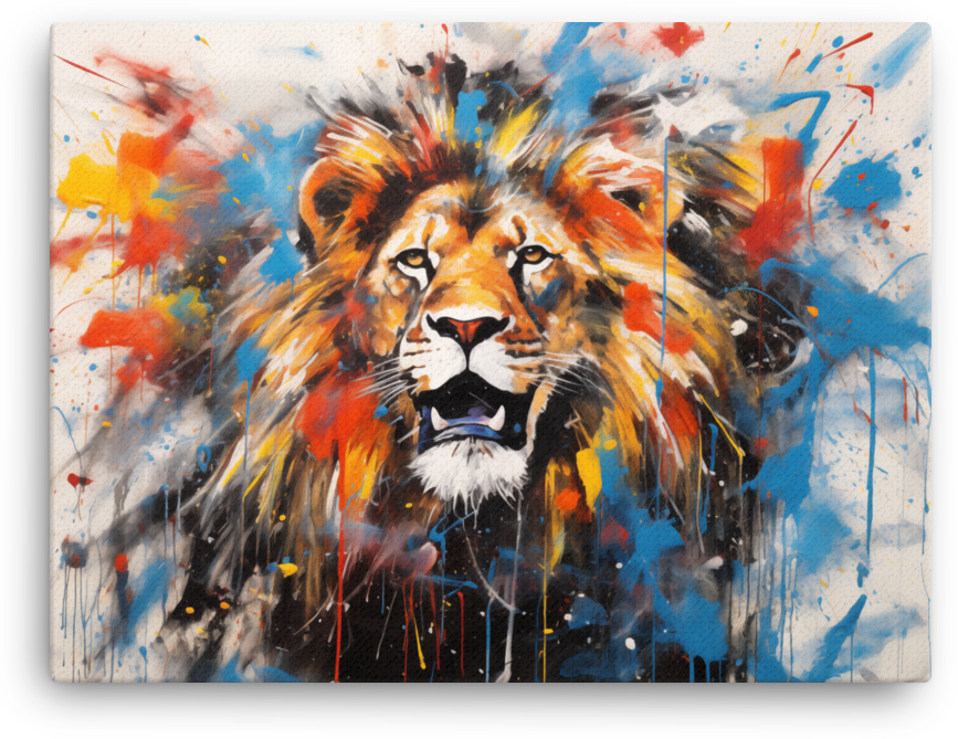 Splatter Art Lion Canvas Wall Art