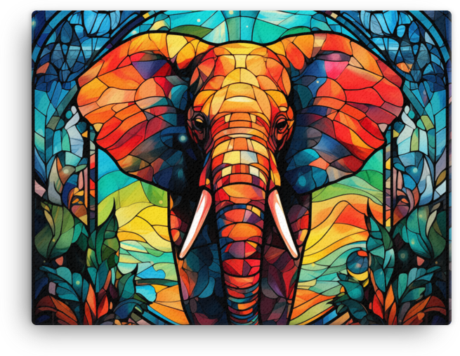 Stained Glass Safari Elephant Canvas Wall Art