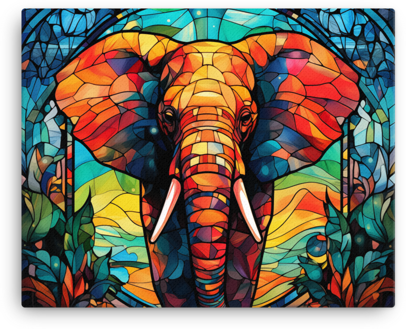 Stained Glass Safari Elephant Canvas Wall Art