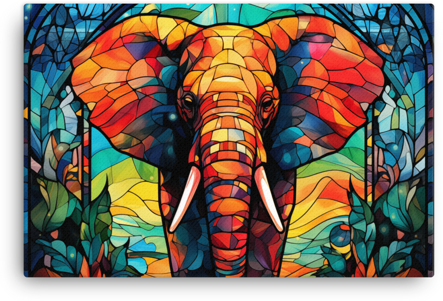 Stained Glass Safari Elephant Canvas Wall Art