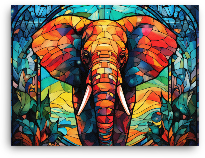 Stained Glass Safari Elephant Canvas Wall Art