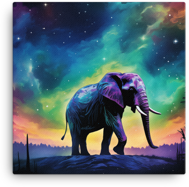 Starry Night Elephant Canvas Wall Art