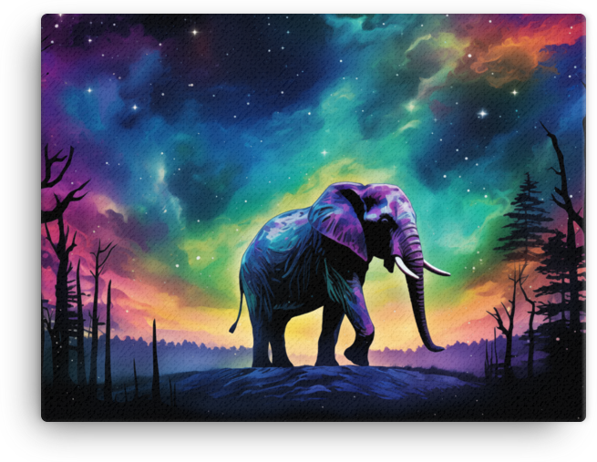 Starry Night Elephant Canvas Wall Art