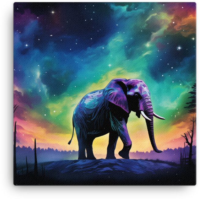 Starry Night Elephant Canvas Wall Art