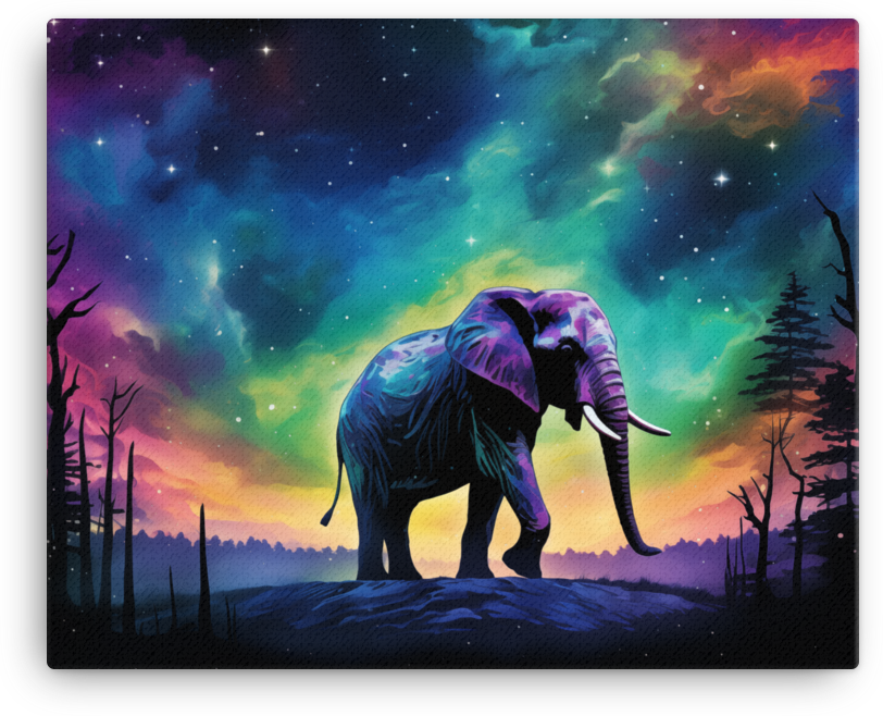 Starry Night Elephant Canvas Wall Art