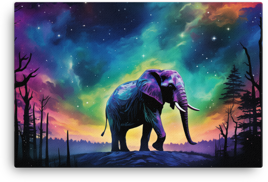 Starry Night Elephant Canvas Wall Art