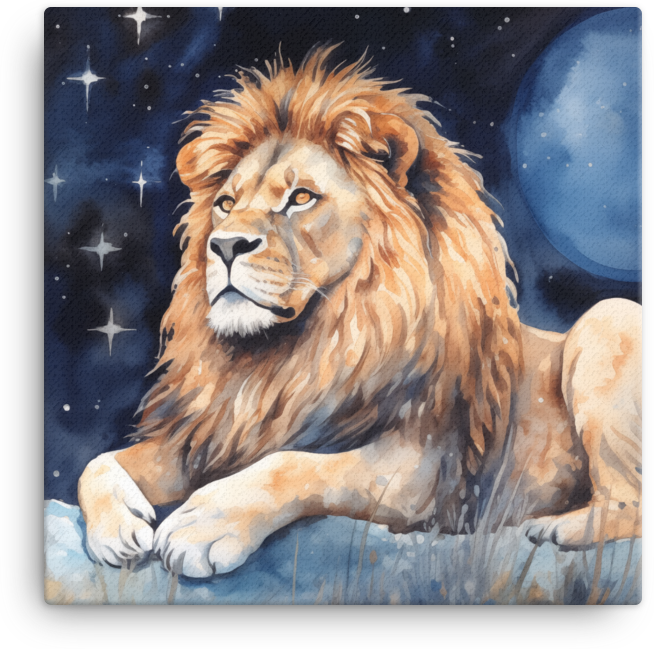 Starry Night Lion Watch Canvas Wall Art