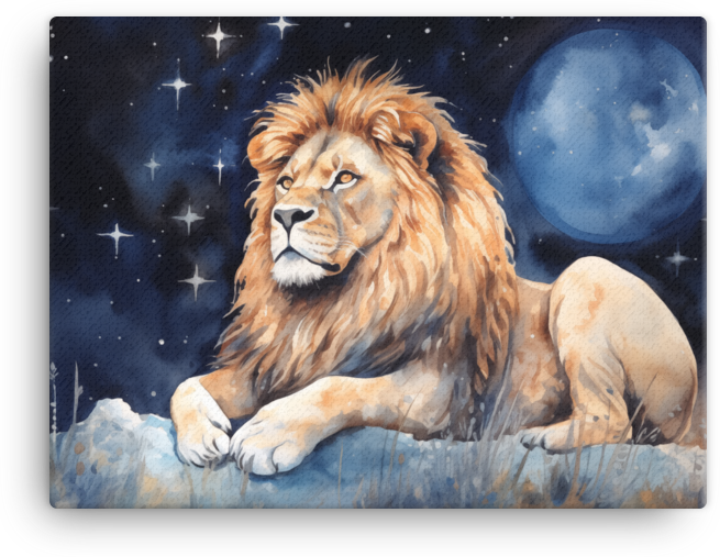 Starry Night Lion Watch Canvas Wall Art