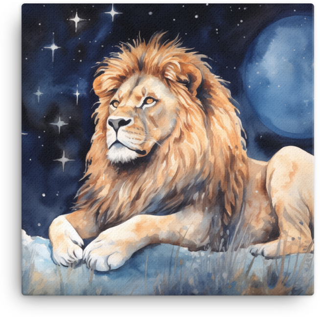 Starry Night Lion Watch Canvas Wall Art