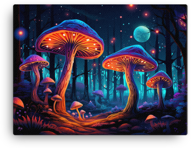 Starry Night Mushroom Grove Canvas