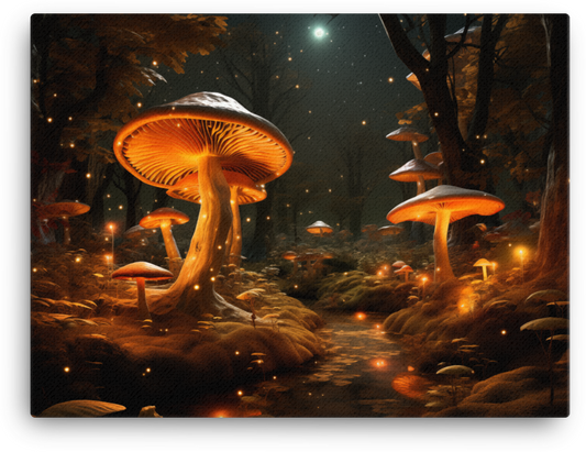 Starry Night Mushroom Haven Canvas