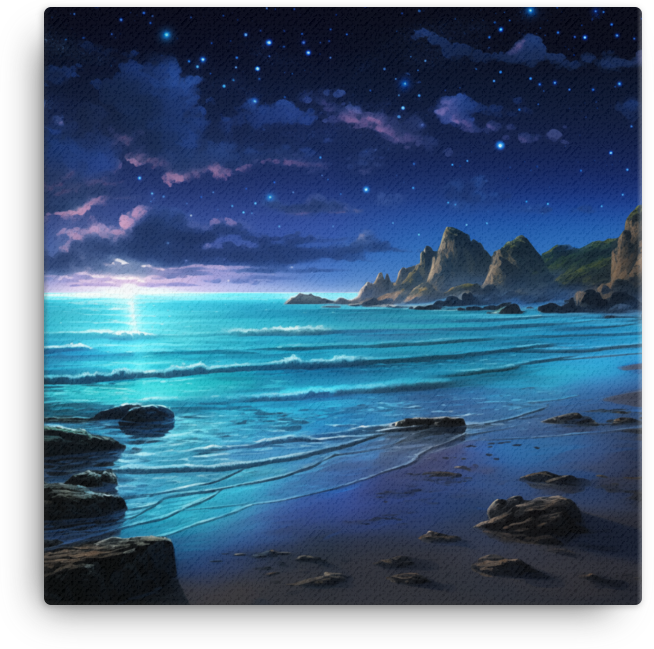 Starry Night Over the Coastal Shore Canvas wall art