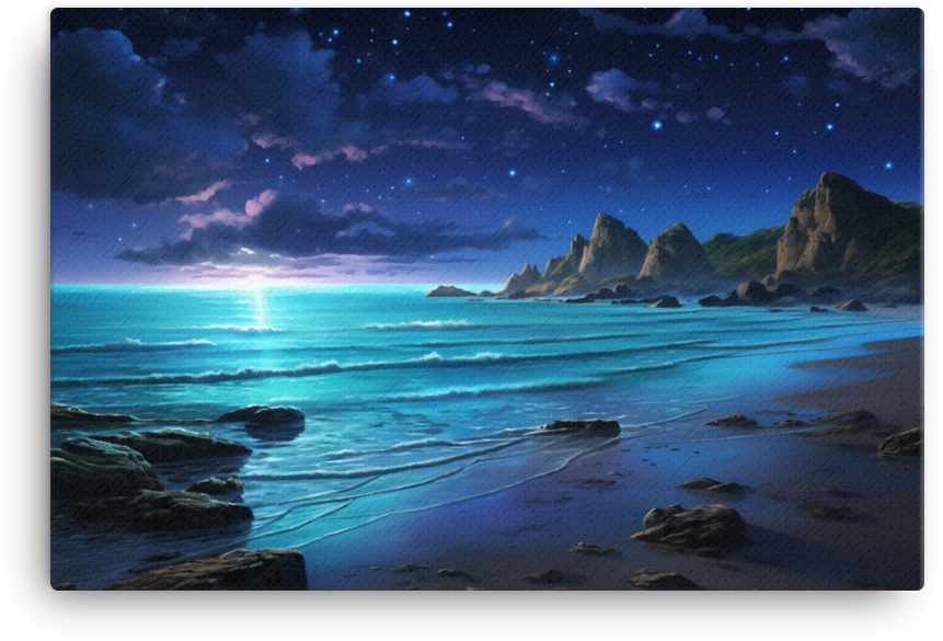 Starry Night Over the Coastal Shore Canvas wall art