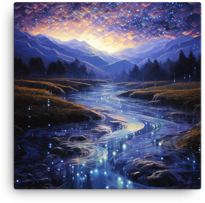 Starry Night Over the Swirling River Canvas
