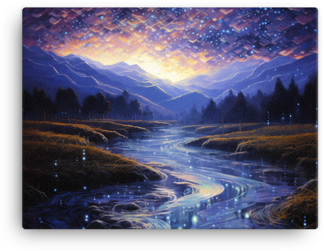 Starry Night Over the Swirling River Canvas