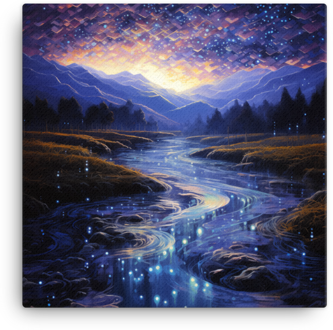Starry Night Over the Swirling River Canvas