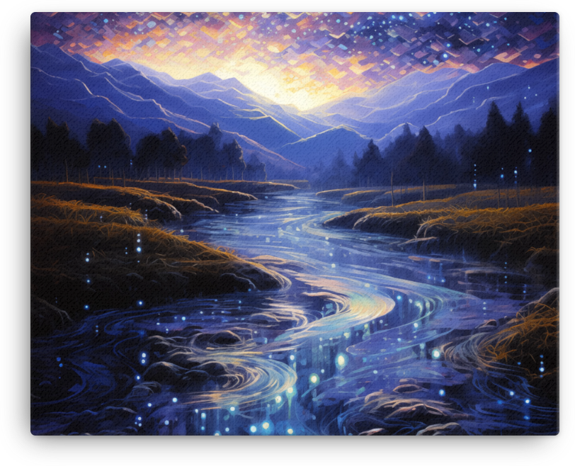 Starry Night Over the Swirling River Canvas