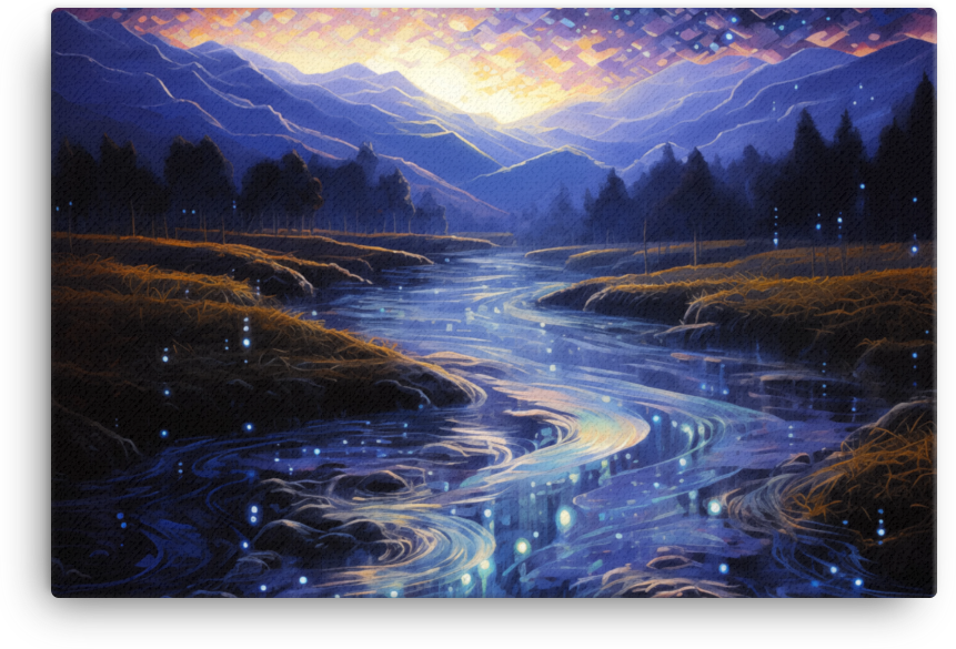 Starry Night Over the Swirling River Canvas
