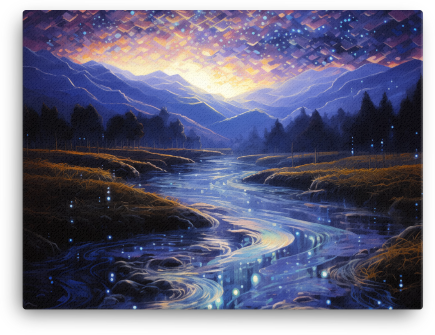 Starry Night Over the Swirling River Canvas