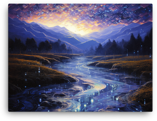 Starry Night Over the Swirling River Canvas