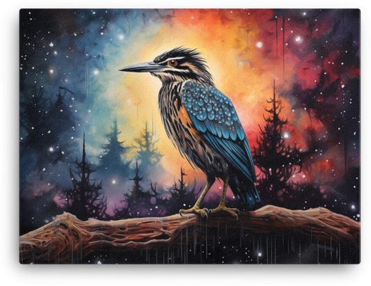 Stellar Heron Twilight Canvas Wall Art
