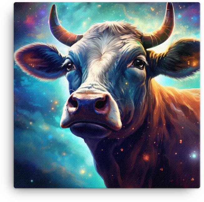 Stellar Pastures Cow Canvas Wall Art