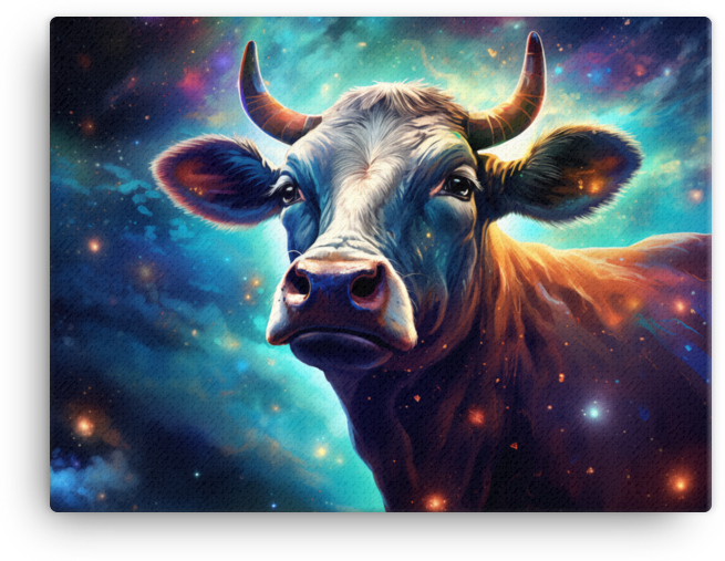 Stellar Pastures Cow Canvas Wall Art