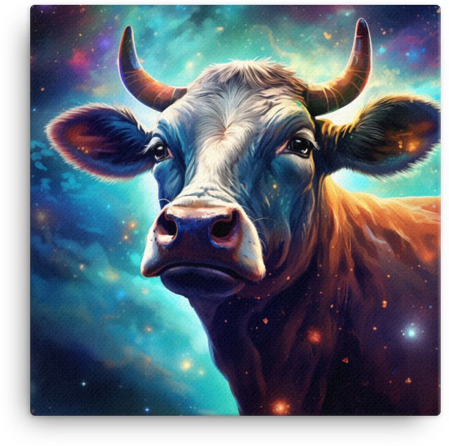 Stellar Pastures Cow Canvas Wall Art