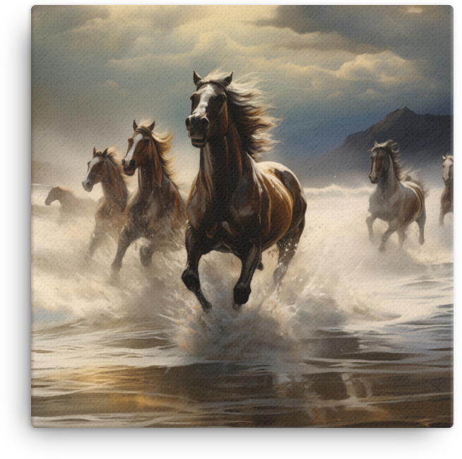 Stormy Shores Herd Horse Canvas Wall Art