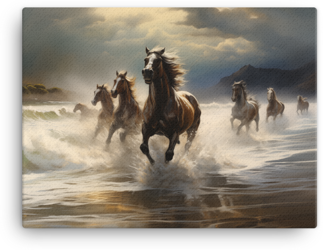 Stormy Shores Herd Horse Canvas Wall Art