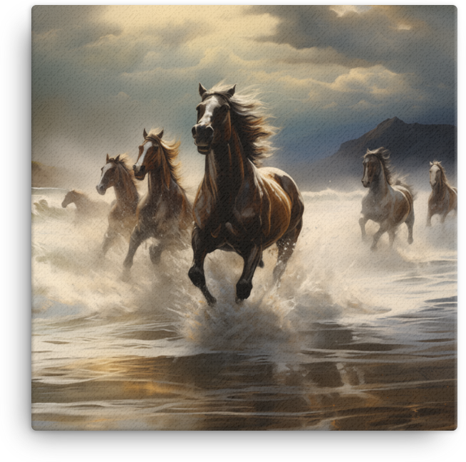 Stormy Shores Herd Horse Canvas Wall Art