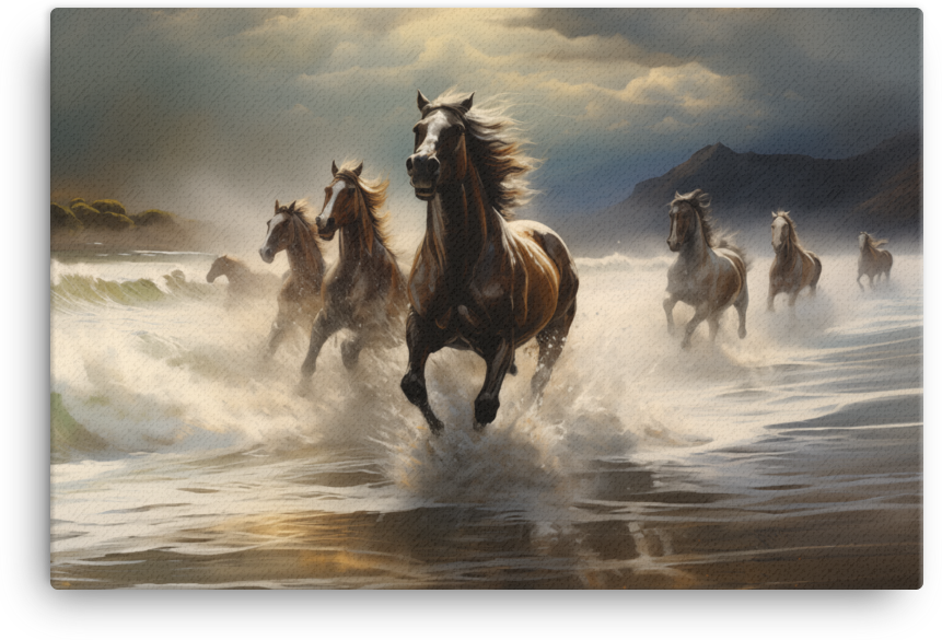 Stormy Shores Herd Horse Canvas Wall Art